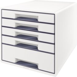 Leitz 52142001 Schubladenbox WOW CUBE 5Schubfächer weiß/grau