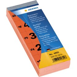 HERMA 4892 Nummernblock 1-500 sk 28x56mm rot 500 St./Pack.
