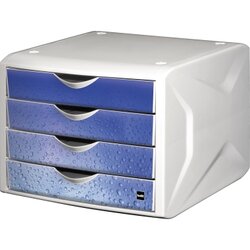 helit H6129634 Schubladenbox Chameleon 4Schübe A4/C4 cool water