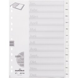 DURABLE 611402 Ordnerregister DIN A4 Jan-Dez geprägten Taben ws
