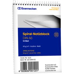 Soennecken 1123 Notizblock DIN A6 60g kariert 50Blatt weiß