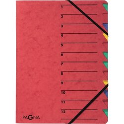PAGNA 24131-01 Ordnungsmappe EASY DIN A4 12Fächer Pressspan rot