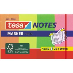 tesa® 56691-00000 Haftnotiz 20mmx50mm sortiert 4x50Blatt