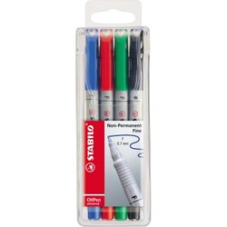 STABILO® 852/4 Folienschreiber OHPen F 0,7mm non perm. sort. 4St.