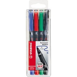 STABILO® 843/4 Folienschreiber OHPen M 1mm perm. sort. 4St.