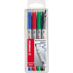 STABILO® 853/4 Folienschreiber OHPen M 1mm non perm. sort. 4St.
