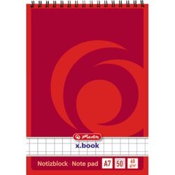 Herlitz 110734 Notizblock DIN A7 50Blatt kariert weiß