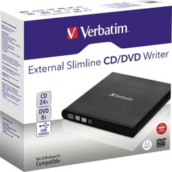 Verbatim 98938 DVD Brenner USB 2.0 6x/8x/24x extern schwarz