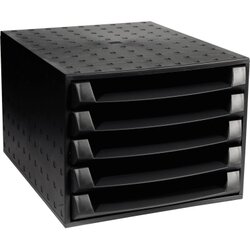 Exacompta 221014D Schubladenbox A4+ 5Schübe offen sw/sw