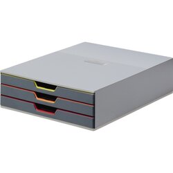 DURABLE 760327 Schubladenbox VARICOLOR 3 3Schubfächer grau/farbig