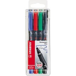 STABILO® 842/4 Folienschreiber OHPen F 0,7mm perm. sort. 4St.