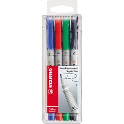 STABILO® 851/4 Folienschreiber OHPen S 0,4mm non perm. sort. 4St.