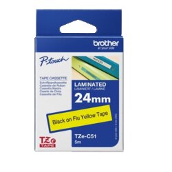 Brother TZEC51 Schriftband 24mmx5m schwarz auf signalgelb