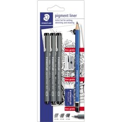STAEDTLER® 308 SBK3P Fineliner pigment liner sw 3 St./Pack.