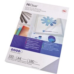 GBC® CE011880E Klarsichtfolie DIN A4 180my PVC klar 100 St./Pack.