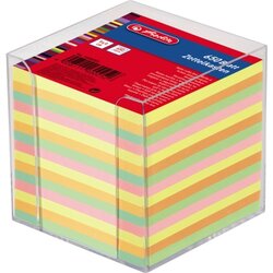 Herlitz 1600253 Zettelbox 9x9x9cm transparent +650Bl. farbig