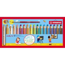 STABILO® 880/18-3 Farbstift woody 3in1 sort 18St +Pinsel/Spitzer