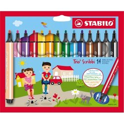 STABILO® 368/14-01 Fasermaler Trio Scribbi 1,5-2mm sort 14St