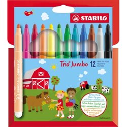 STABILO® 380/12 Fasermaler Trio Jumbo 3mm sort 12St