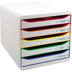 Exacompta 309913D Schubladenbox BIG-BOX PLUS 5Schübe harlekin/ws