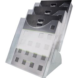 helit H6102702 Prospekthalter DIN A4 hoch 3Fächer PS glasklar