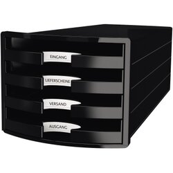 HAN 1013-13 Schubladenbox IMPULS DIN A4/C4 4Fächer offen sw