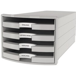 HAN 1013-11 Schubladenbox IMPULS DIN A4/C4 4Fächer offen l.gr