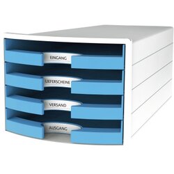 HAN 1013-54 Schubladenbox IMPULS DIN A4/C4 4Fächer offen ws/h.bl