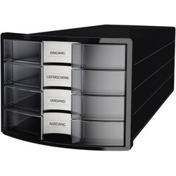 HAN 1012-363 Schubladenbox IMPULS DIN A4/C4 4Fächer geschl. sw/tr