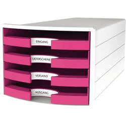 HAN 1013-56 Schubladenbox IMPULS DIN A4/C4 4Fächer offen ws/pi