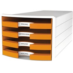 HAN 1013-51 Schubladenbox IMPULS DIN A4/C4 4Fächer offen ws/or