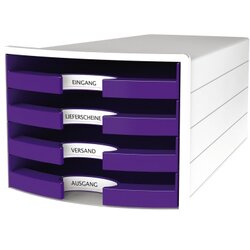 HAN 1013-57 Schubladenbox IMPULS DIN A4/C4 4Fächer offen ws/li