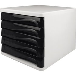 helit H6129498 Schubladenbox economy DIN A4-C4 l.gr/sw