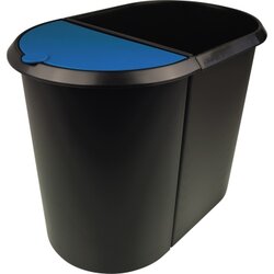 helit H6103993 Papierkorb Duo-System 20+9l oval Kunststoff sw/bl