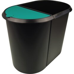 helit H6103994 Papierkorb Duo-System 3Fächer 20/9l sw/gn