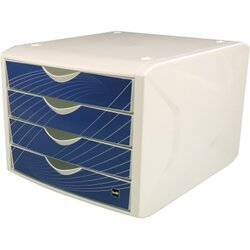 helit H6129534 Schubladenbox Chameleon 4Schübe A4/C4 blue knight