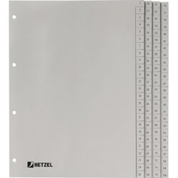 Hetzel 721311 Register DIN A4 1-100 100-teilig PP grau