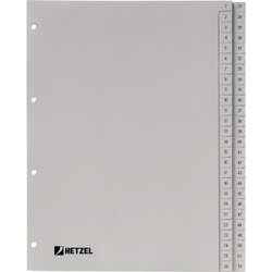 Hetzel 721308 Register DIN A4 1-52 52-teilig PP grau