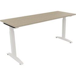 Neutralware 810024971 Schreibtisch 1600x600x650-850 Kufe Quadrat ws/Eiche Natur