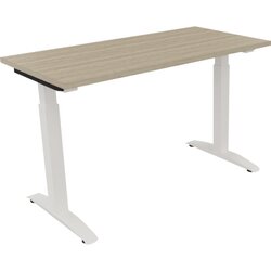 Neutralware 810021971 Schreibtisch 1200x600x650-850 Kufe Quadrat ws/Eiche Natur