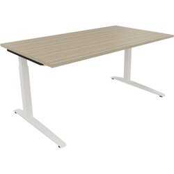 Neutralware 810025571 Schreibtisch 1600x900x650-850 Kufe Quadrat ws/Eiche Natur