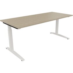 Neutralware 810026771 Schreibtisch 1800x800x650-850 Kufe Quadrat ws/Eiche Natur