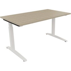 Neutralware 810023771 Schreibtisch 1400x700x650-850 Kufe Quadrat ws/Eiche Natur