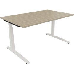 Neutralware 810024371 Schreibtisch 1400x900x650-850 Kufe Quadrat ws/Eiche Natur
