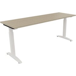 Neutralware 810026171 Schreibtisch 1800x600x650-850 Kufe Quadrat ws/Eiche Natur