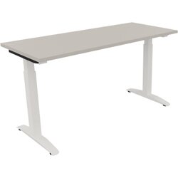 Neutralware 810023481 Schreibtisch 1400x600x650-850 Kufe Quadrat ws/Lichtgrau