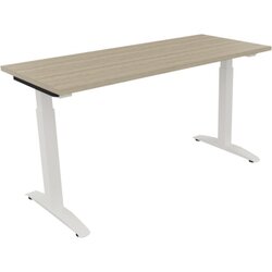 Neutralware 810023471 Schreibtisch 1400x600x650-850 Kufe Quadrat ws/Eiche Natur