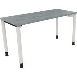 Neutralware 810037883 Schreibtisch 1400x600x680-820 4Fuß Rund ws/Beton hell