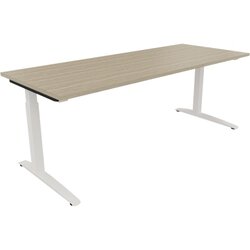 Neutralware 810028271 Schreibtisch 2000x800x650-850 Kufe Quadrat ws/Eiche Natur