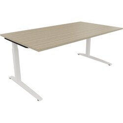 Neutralware 810025871 Schreibtisch 1800x1000x650-850 Kufe Quadrat ws/Eiche Natur